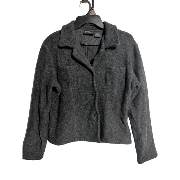 Bridgetown Collection gray 100% Wool button front sweater jacket woman LARGE - Picture 1 of 4
